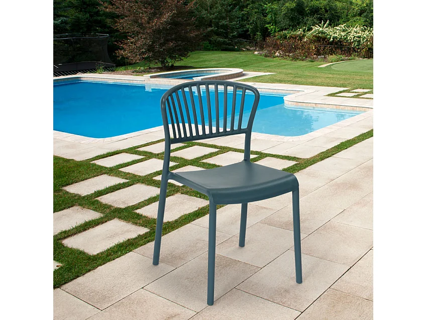 Sedia design moderno in polipropilene per cucina bar ristorante esterno Vivienne - Blu