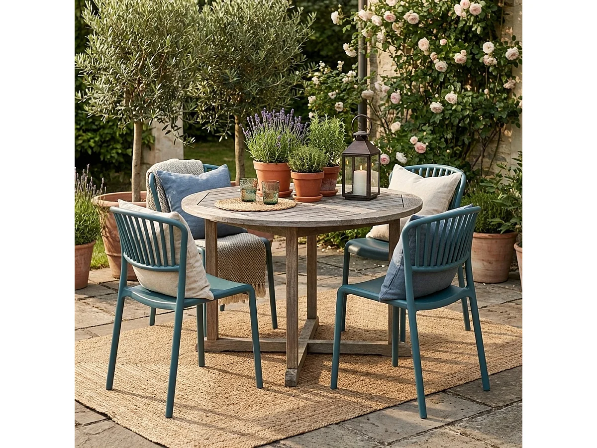 Silla de comedor de diseño moderno para interiores y exteriores Vivienne - Azul Marino