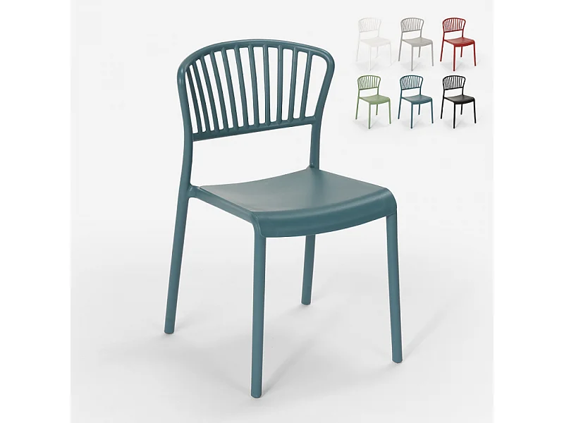 Sedia design moderno in polipropilene per cucina bar ristorante esterno Vivienne - Blu