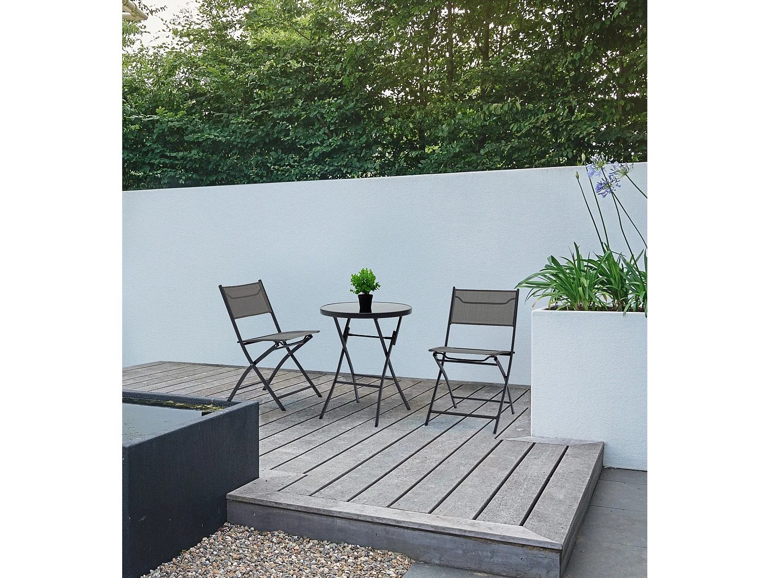 4 klappbare Gartenstühle aus Textilene Martinez YES - Grau