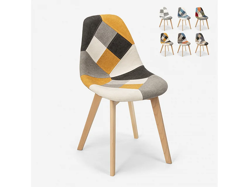 Patchwork Stuhl aus Holz und Stoff für Küche Bar Restaurant Robin - Patchwork 2