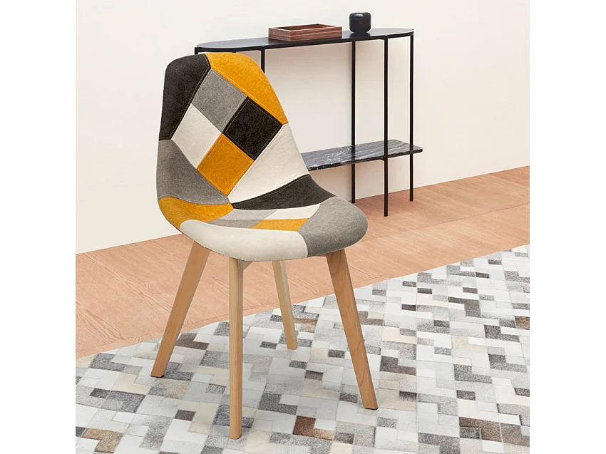 Patchwork Stuhl aus Holz und Stoff für Küche Bar Restaurant Robin - Patchwork 2