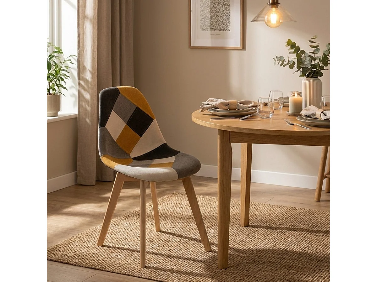 Patchwork Stuhl aus Holz und Stoff für Küche Bar Restaurant Robin - Patchwork 2