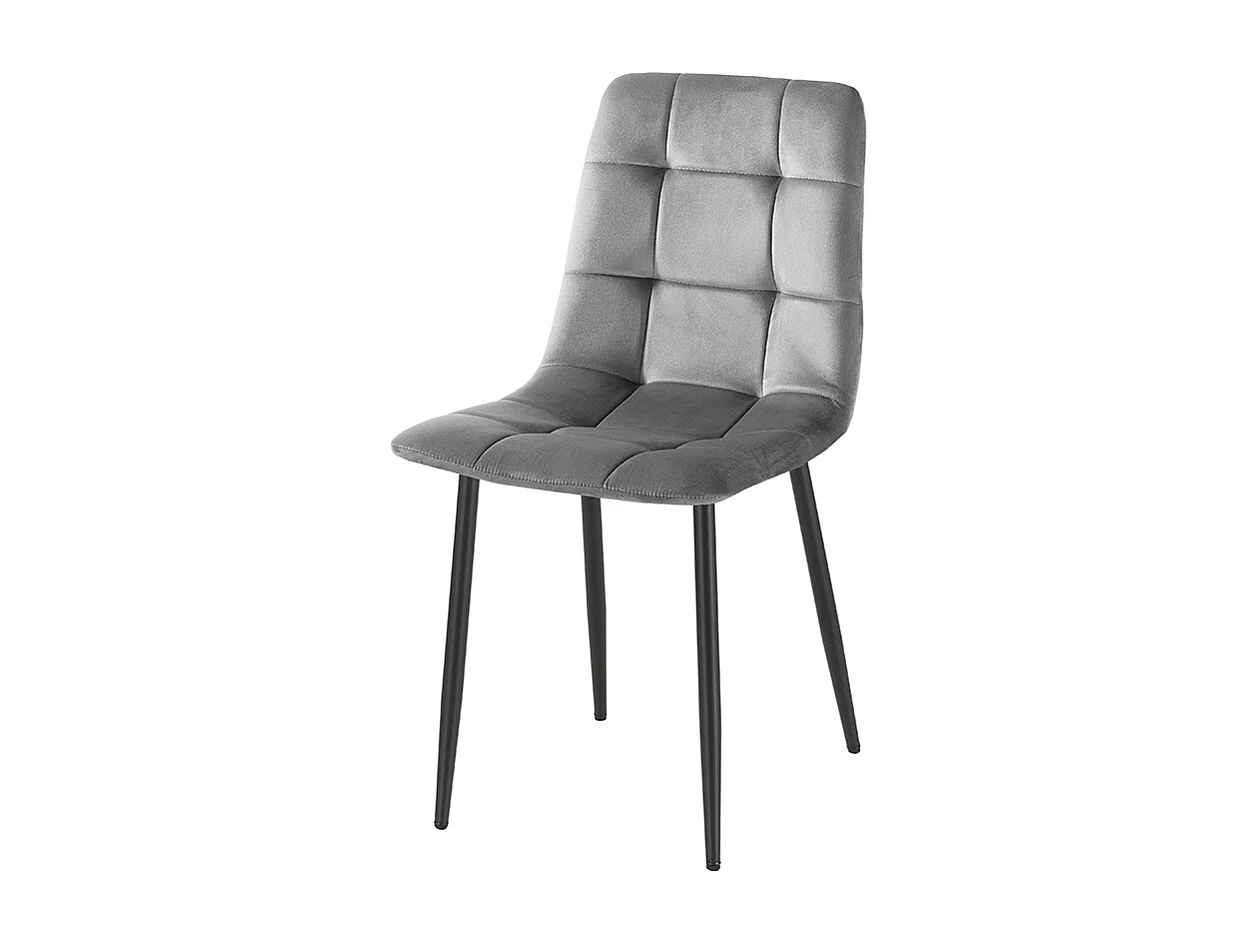 Wohnzimmer- Küchenstühle 4er Set gesteppt Samt Corfù - Grau