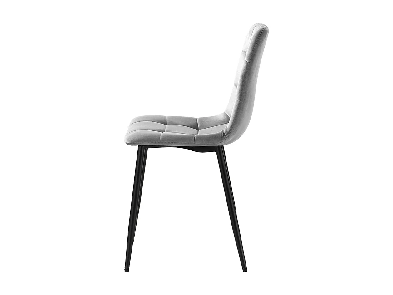 Wohnzimmer- Küchenstühle 4er Set gesteppt Samt Corfù - Grau