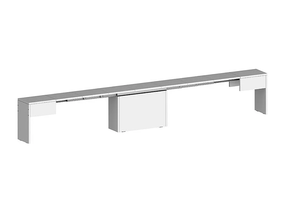 Banco extensible 66 - 290 cm para mesa de comedor consola Pratika A - Blanco brillante