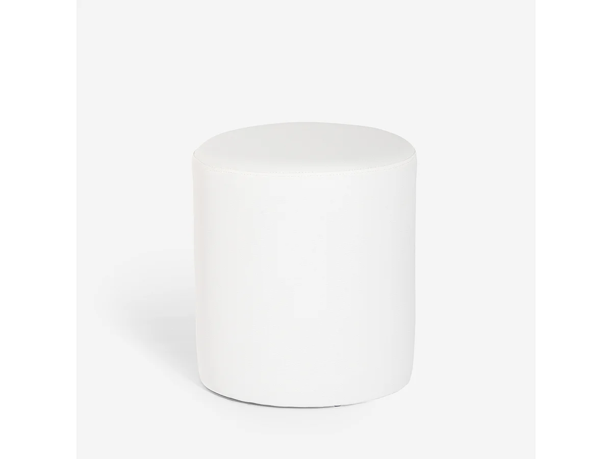 Pouf poggiapiedi di design a cilindro in similpelle bianco grigio Hebi - Bianco