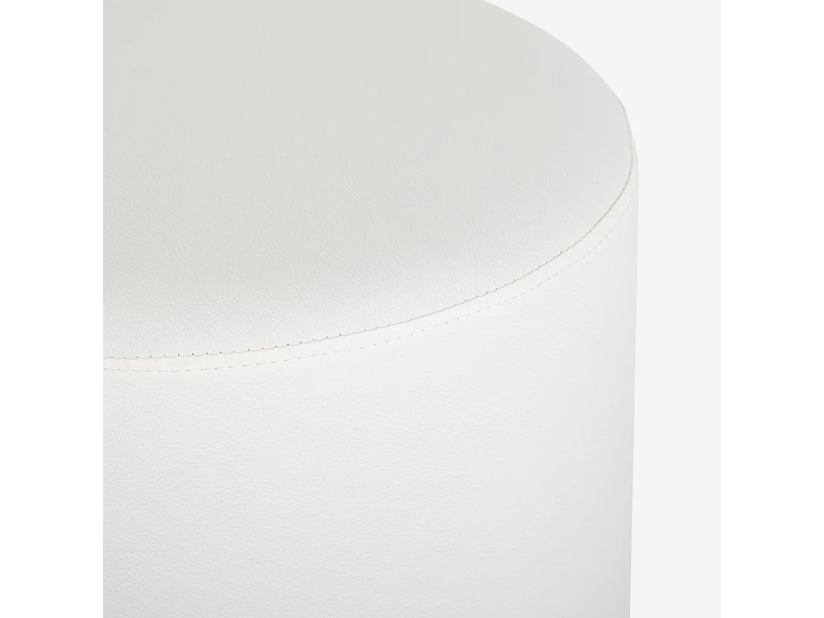 Pouf poggiapiedi di design a cilindro in similpelle bianco grigio Hebi - Bianco