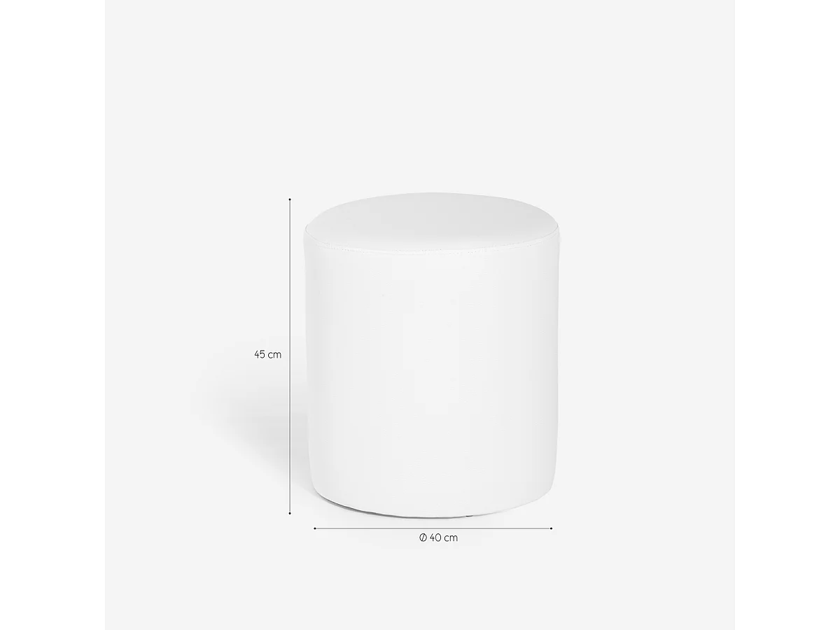 Pouf poggiapiedi di design a cilindro in similpelle bianco grigio Hebi - Bianco