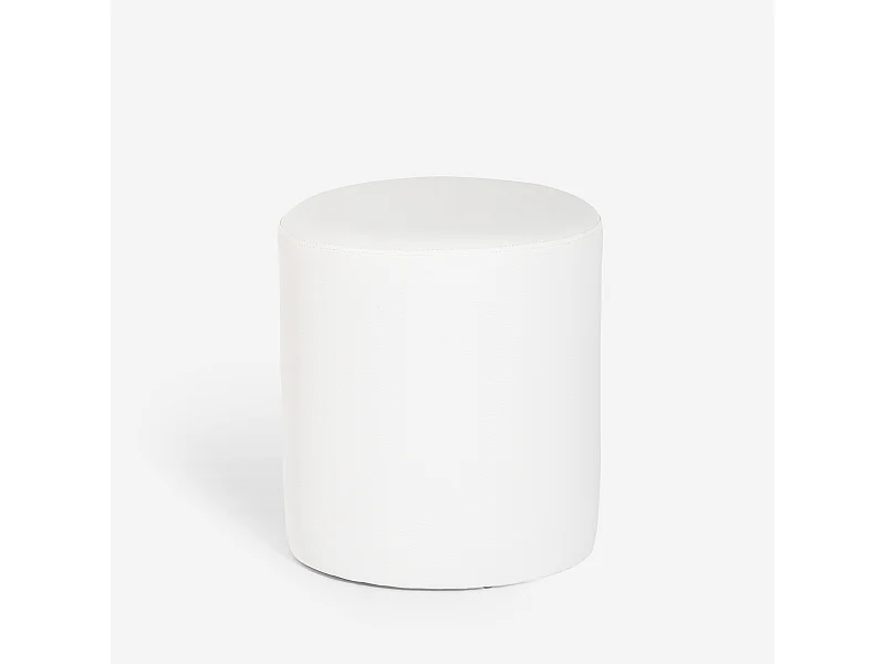 Pouf poggiapiedi di design a cilindro in similpelle bianco grigio Hebi - Bianco