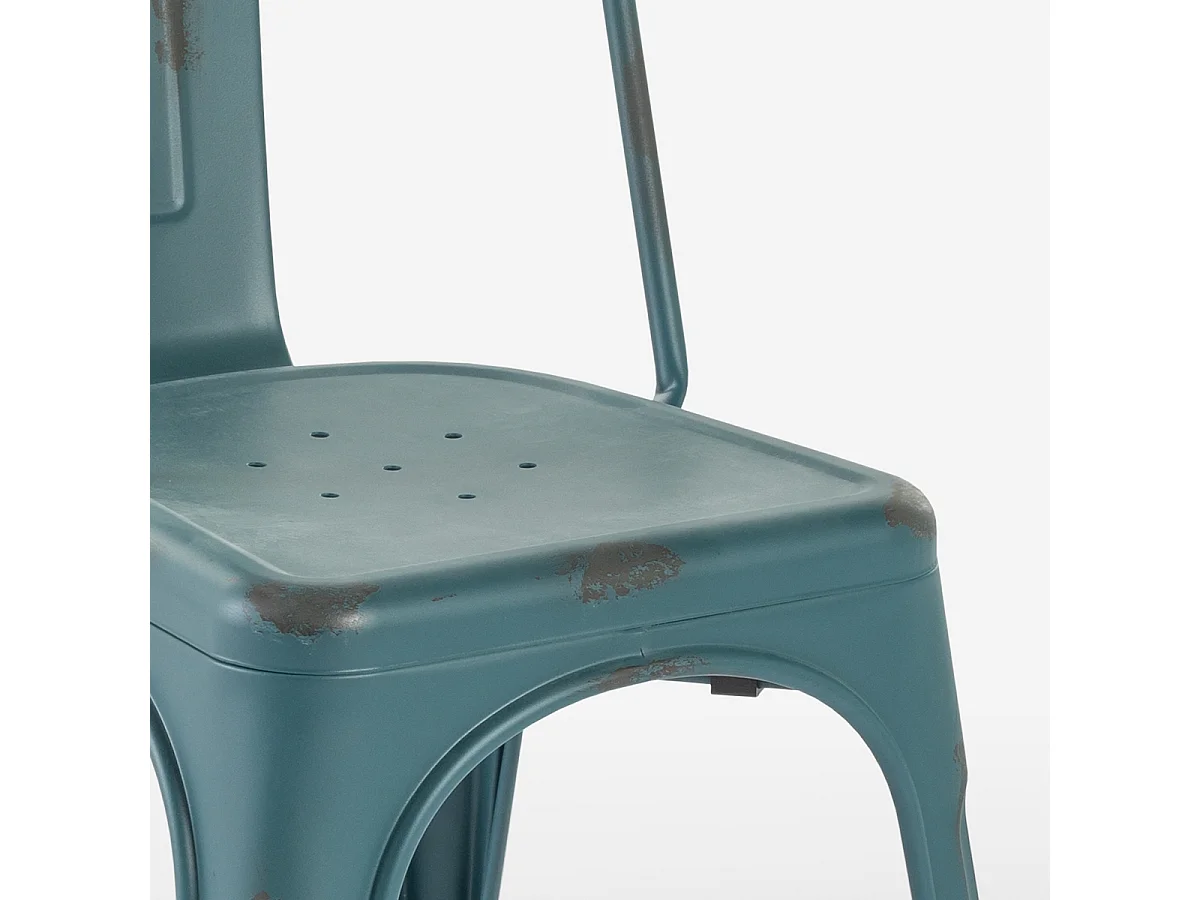 sillas de diseño industrial de metal shabby chic vintage estilo steel old - Azul Marino