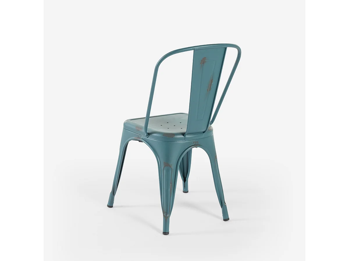 sillas de diseño industrial de metal shabby chic vintage estilo steel old - Azul Marino