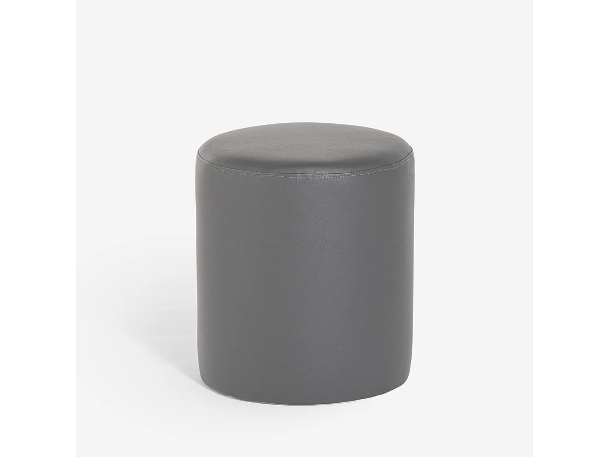 Pouf poggiapiedi di design a cilindro in similpelle bianco grigio Hebi - Grigio