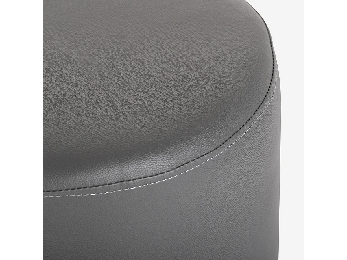 Pouf poggiapiedi di design a cilindro in similpelle bianco grigio Hebi - Grigio