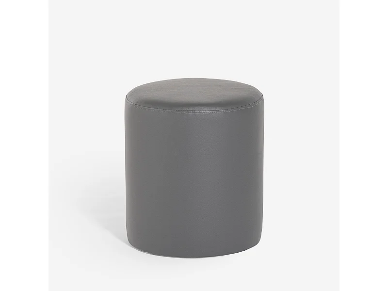 Fußhocker aus weißem grauem Kunstleder im Zylinderdesign Hebi - Grau