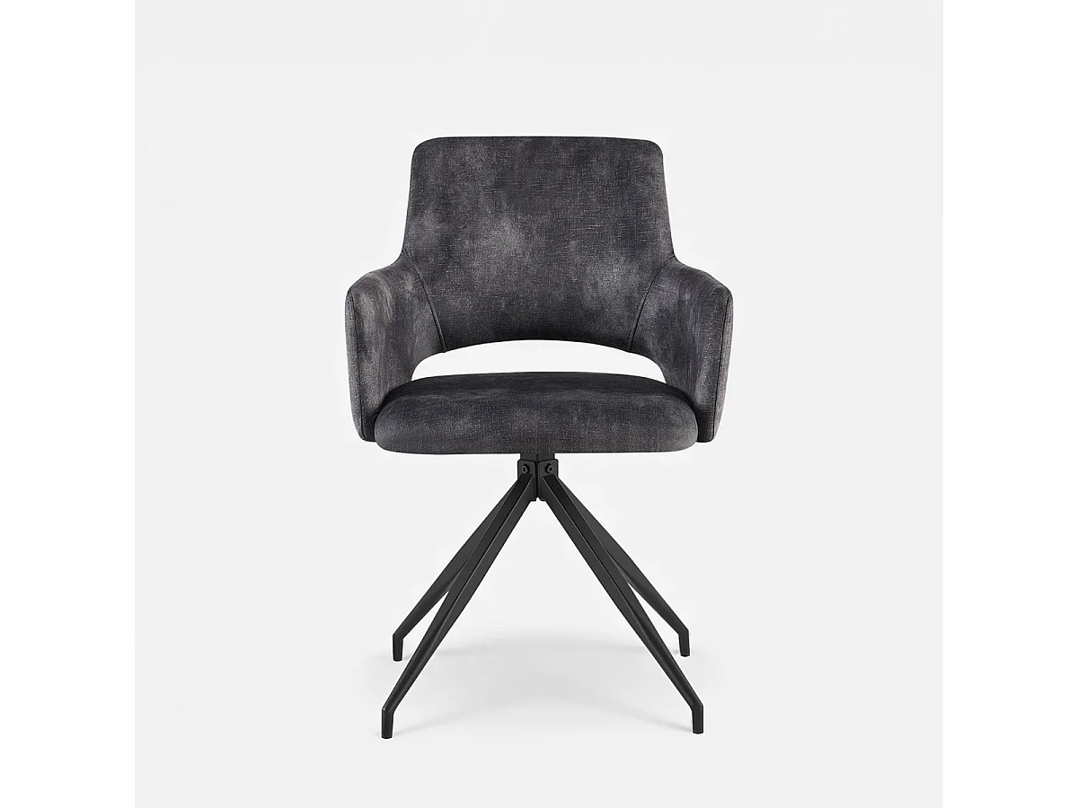 Sillón de tela efecto terciopelo con patas de metal Lysandra - Antracita