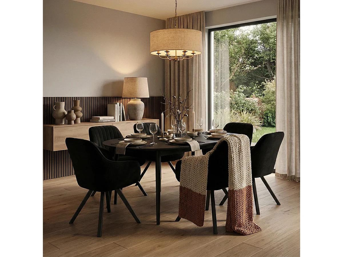 Chaise pivotante cuisine salle à manger design moderne Tandil - Noir