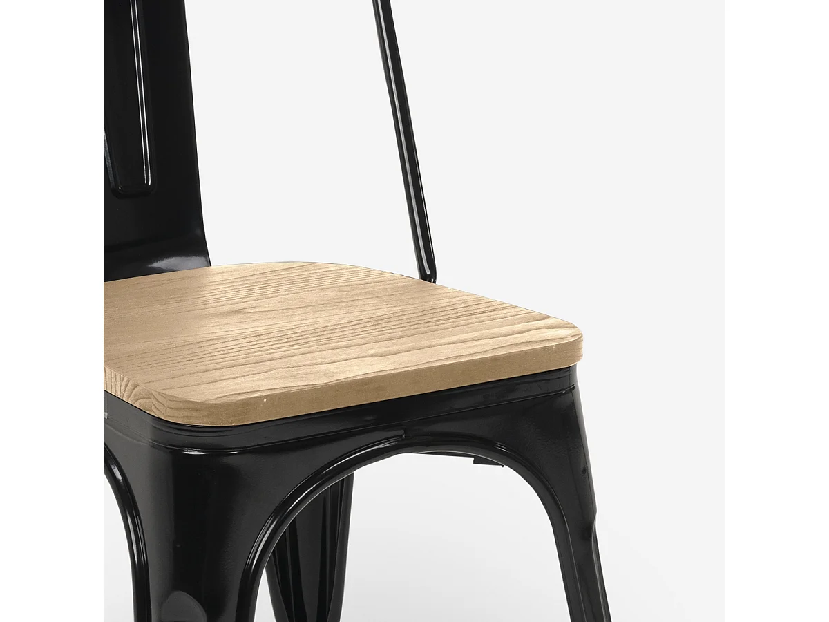 sillas estilo industrial diseño barra cocina steel wood light - Negro