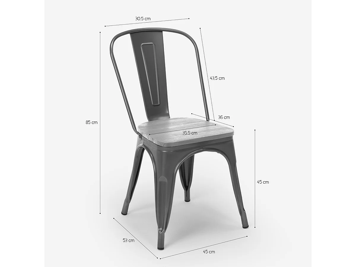 sillas estilo industrial diseño barra cocina steel wood light - Negro