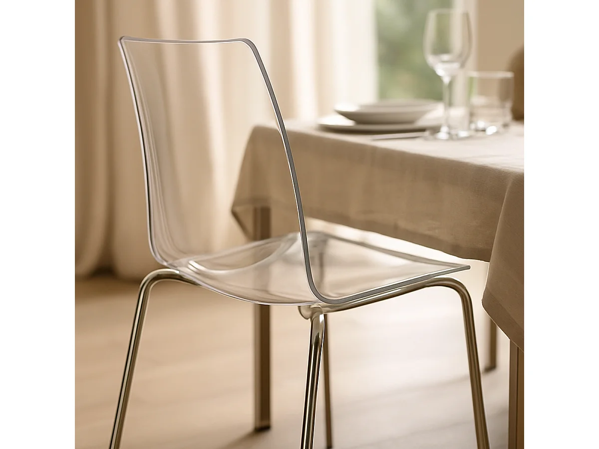 Sedie bar cucina gambe acciaio impilabile Lollipop Grand Soleil - Trasparente