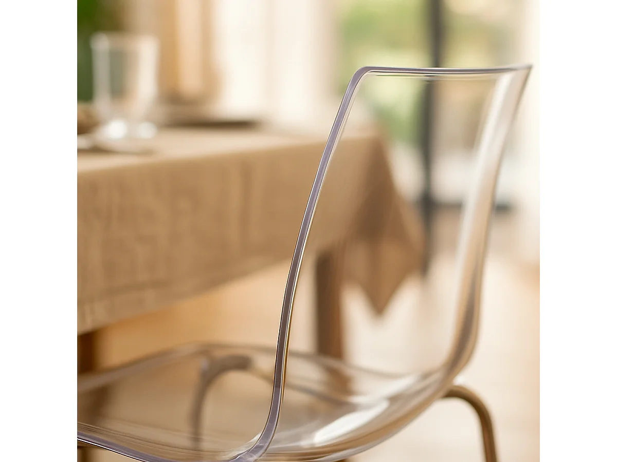Silla para bar y cocina con soporte de acero apilable Lollipop Grand Soleil - Transparente