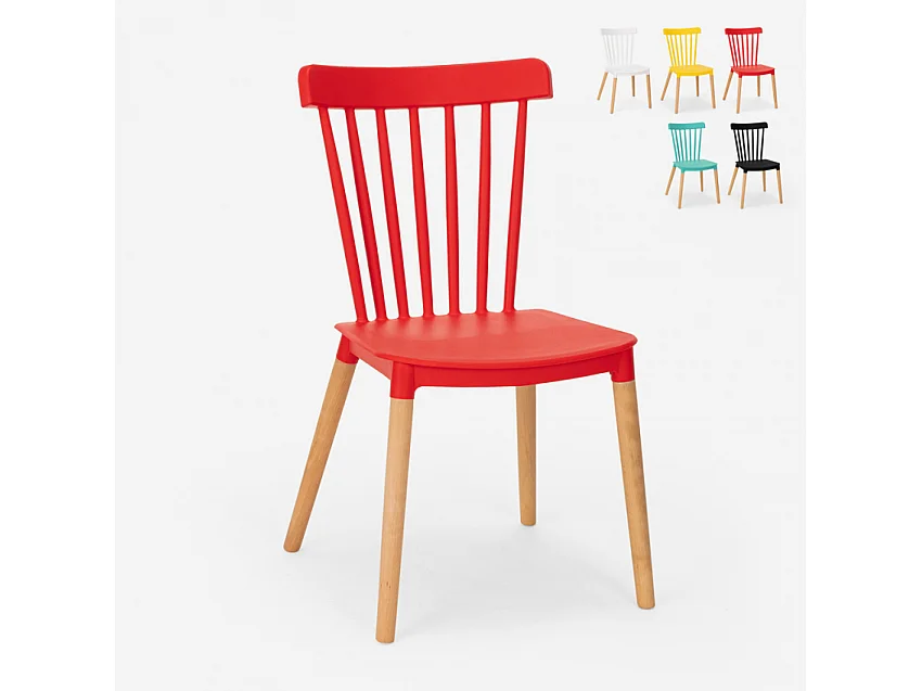 Holz Stuhl aus Polypropylen in modernem Design Restaurant Bar Küche Praecisura - Rot