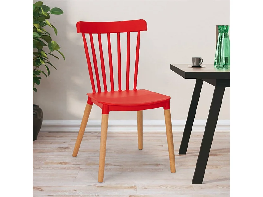 Holz Stuhl aus Polypropylen in modernem Design Restaurant Bar Küche Praecisura - Rot