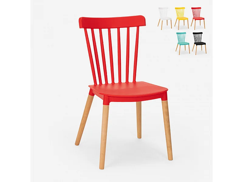 Sedia design moderno legno polipropilene ristorante bar cucina Praecisura - Rosso