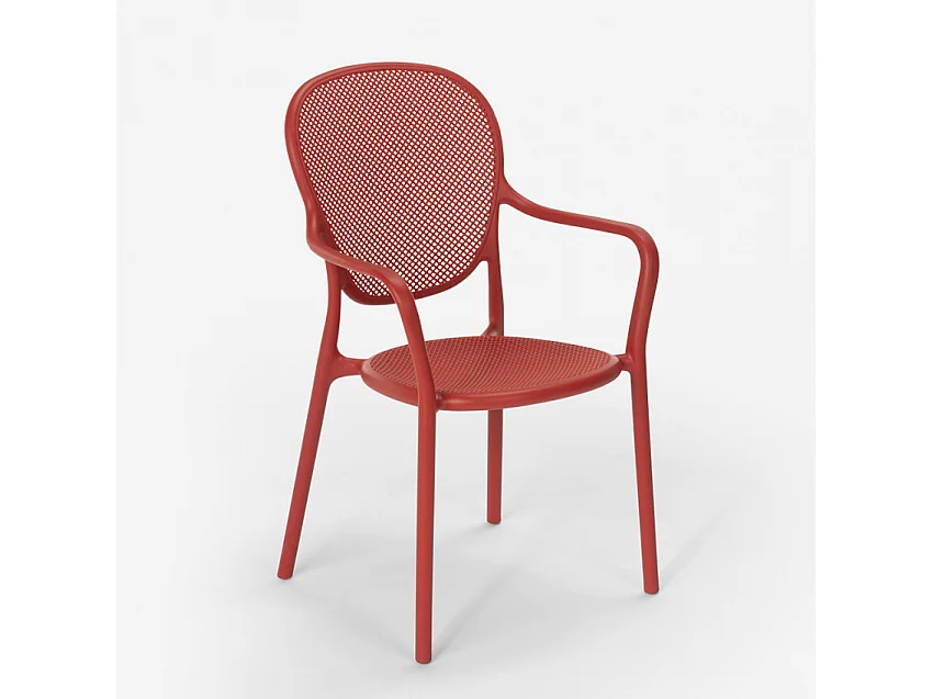 Silla de comedor moderna para bar, restaurante y cocina al aire libre en polipropileno Clara - Rojo