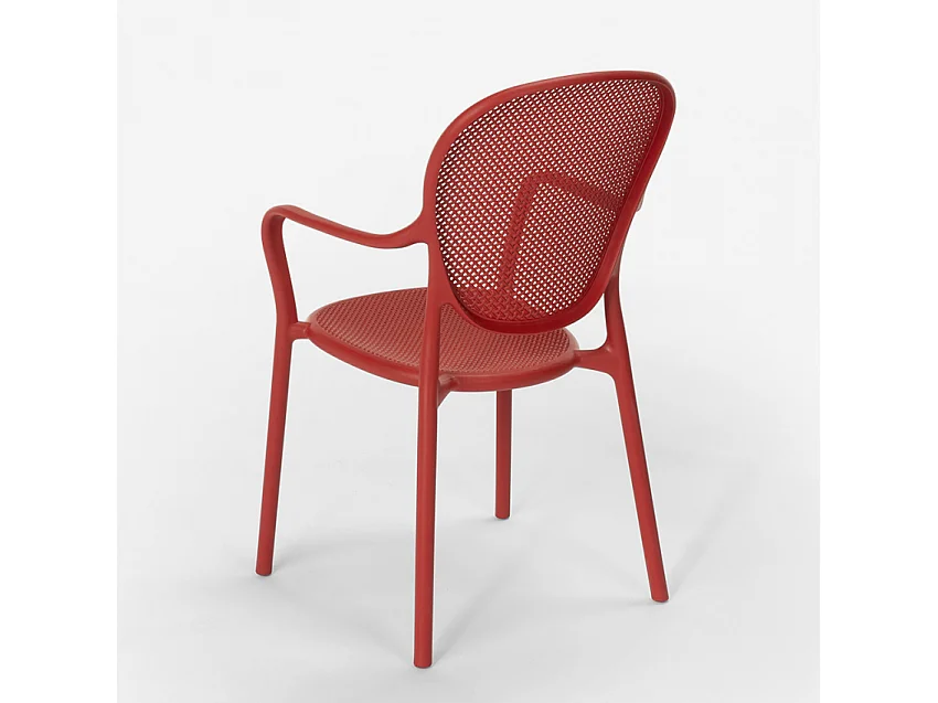 Silla de comedor moderna para bar, restaurante y cocina al aire libre en polipropileno Clara - Rojo