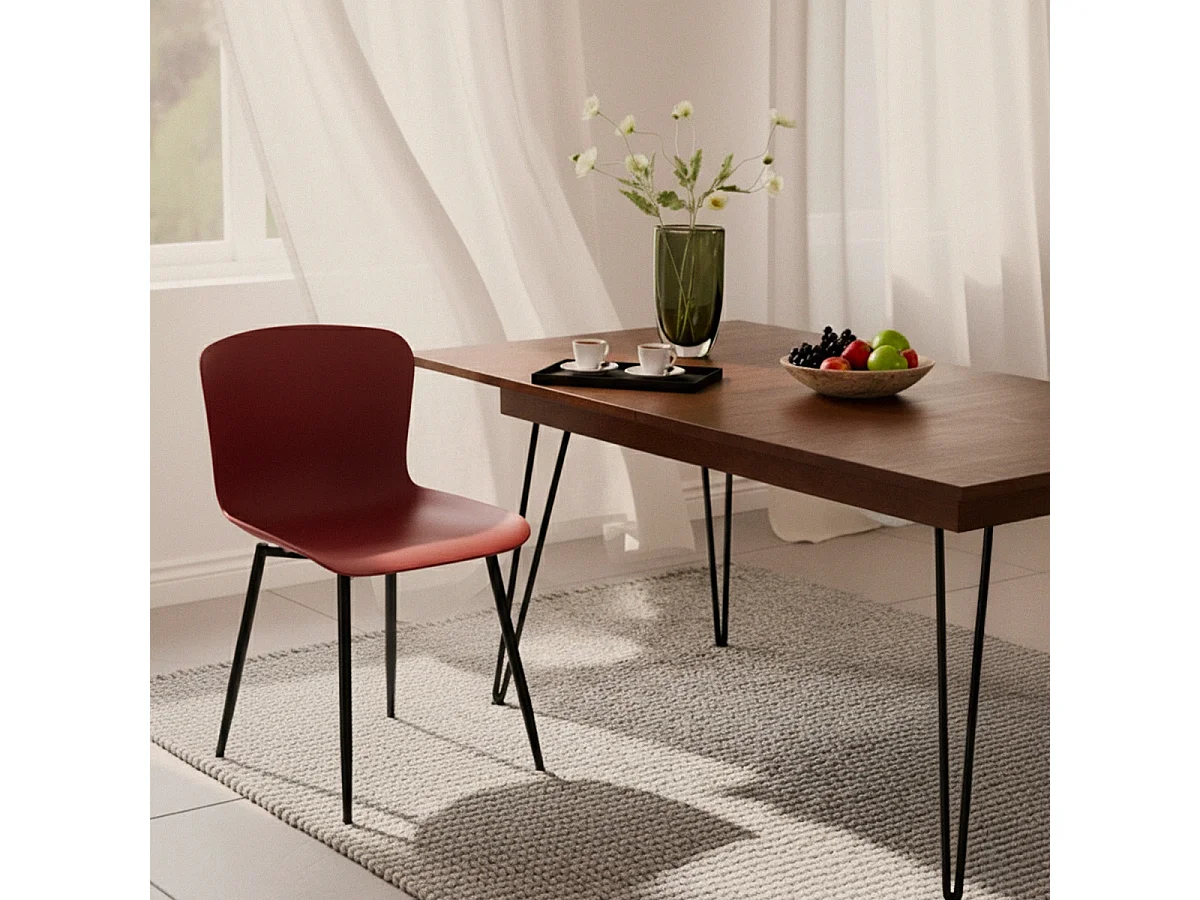 Sedia design moderno in polipropilene e metallo per cucina bar ristorante Chloe - Rosso