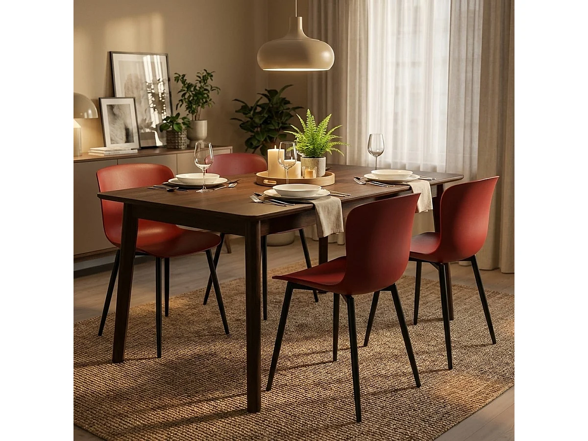 Sedia design moderno in polipropilene e metallo per cucina bar ristorante Chloe - Rosso