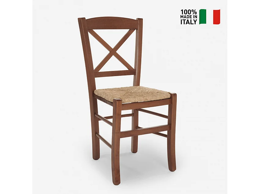 Klassischer Stuhl mit geflochtenem Sitz Esszimmer Trattoria Venezia Croce Paglia
