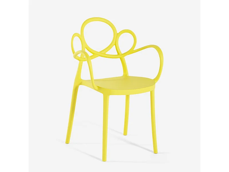 Stilvoller moderner Designstuhl aus Polypropylen mit Armlehnen Derby - Gelb