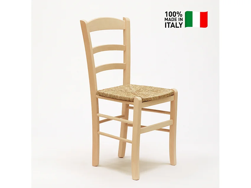 Silla Comedor Rústica Madera Asiento Artesanal Para Cocina Bar y Taberna Paesana - Natural