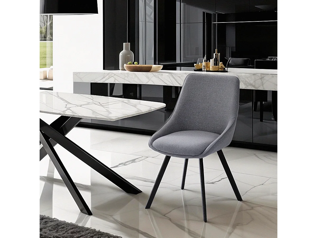 Stuhl drehbar für Esszimmer modernes Design aus Stoff Navya - Dunkel Grau