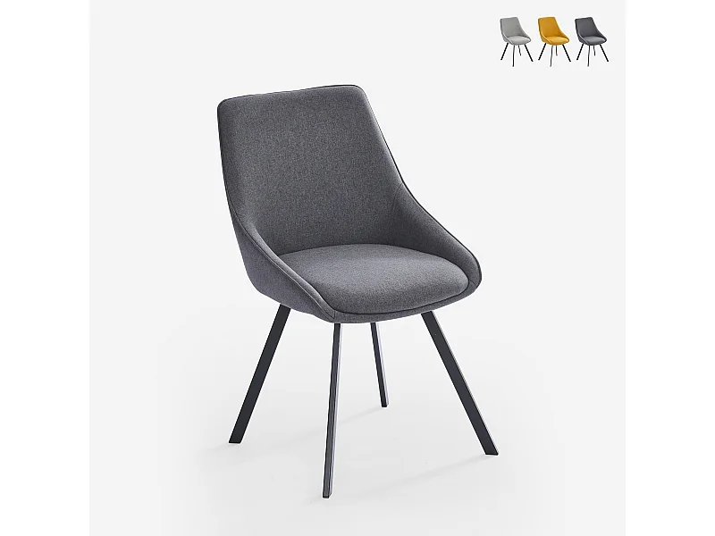Stuhl drehbar für Esszimmer modernes Design aus Stoff Navya - Dunkel Grau