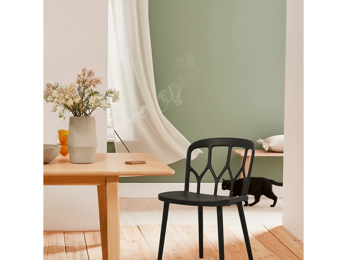 Sedie design moderno per cucina bar e giardino in polipropilene alchimia Flow - Nero