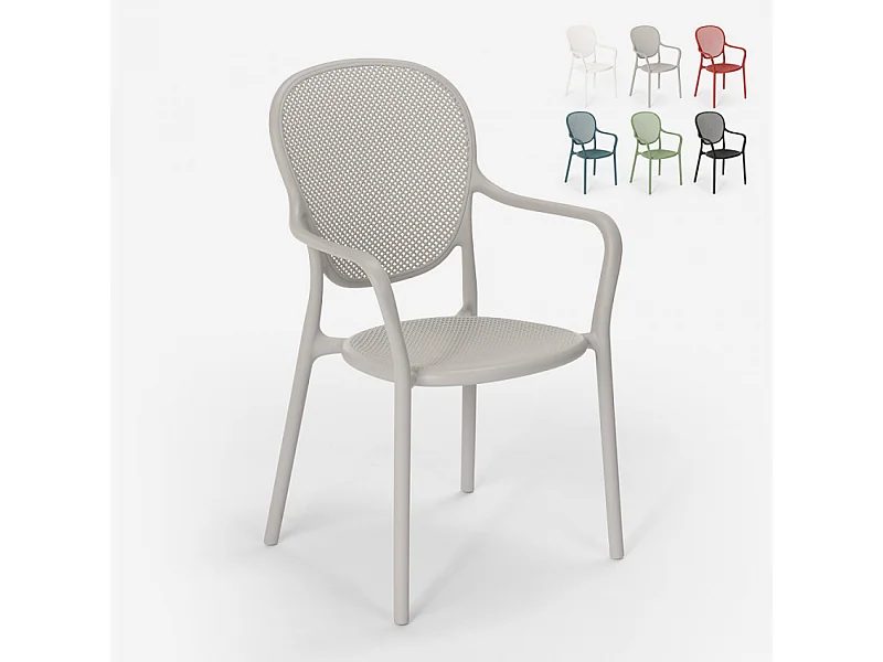 Silla de comedor moderna para bar, restaurante y cocina al aire libre en polipropileno Clara - Gris