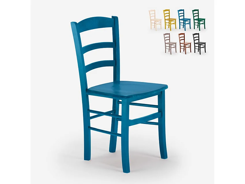 Silla Comedor Madera Haya Rústica para bar y tabernas Paesana Wood - Azul