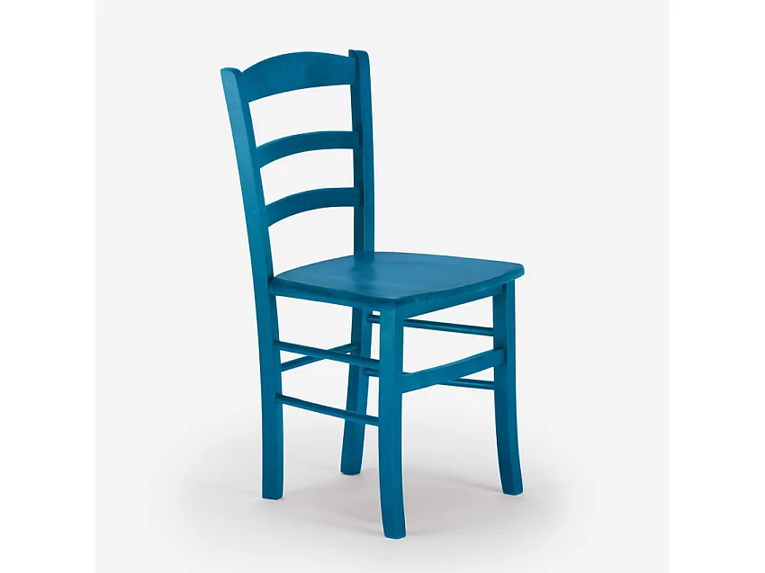 Silla Comedor Madera Haya Rústica para bar y tabernas Paesana Wood - Azul