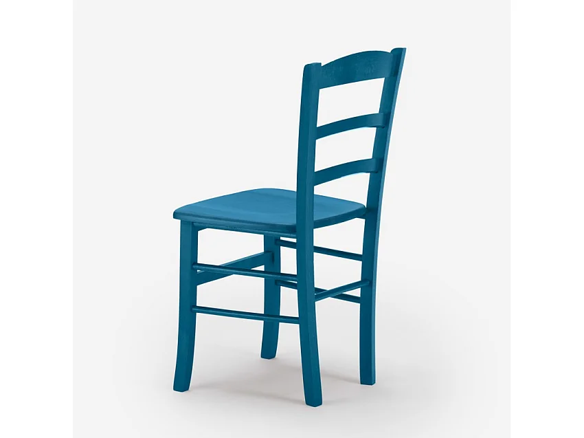 Silla Comedor Madera Haya Rústica para bar y tabernas Paesana Wood - Azul