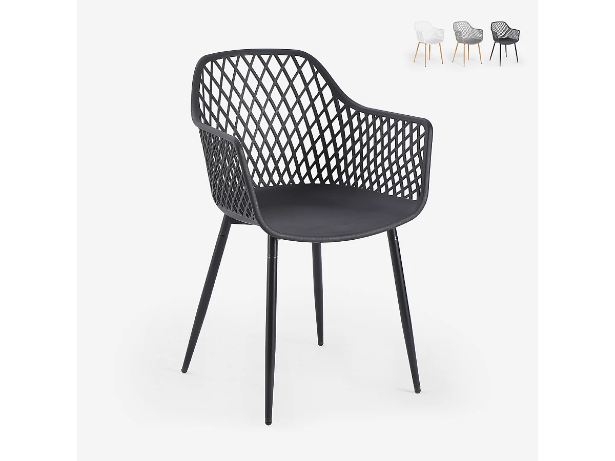 Moderne Design-Küchenstuhl aus Polypropylen mit Armlehnen Vetra - Schwarz