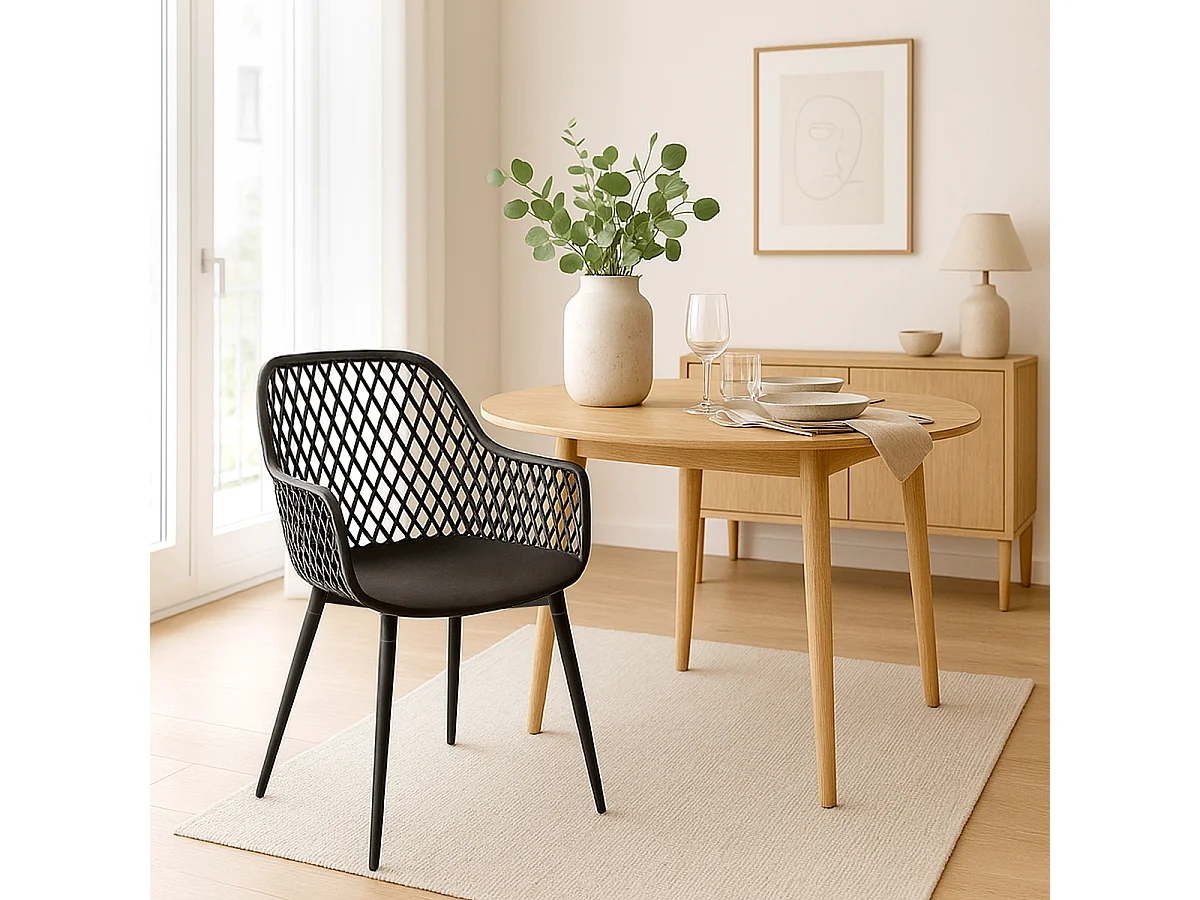 Moderne Design-Küchenstuhl aus Polypropylen mit Armlehnen Vetra - Schwarz