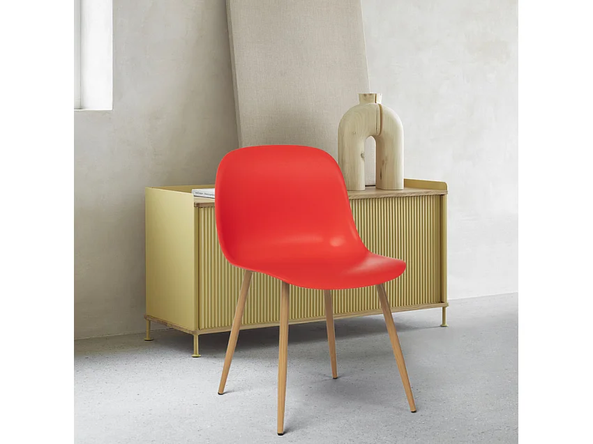 Stühle im skandinavischen Design für Küche Esszimmer Restaurant Sleek - Rot