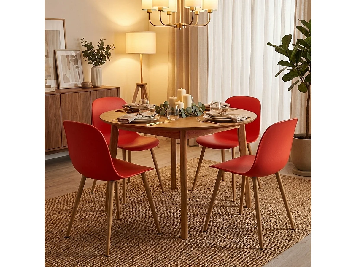 Stühle im skandinavischen Design für Küche Esszimmer Restaurant Sleek - Rot