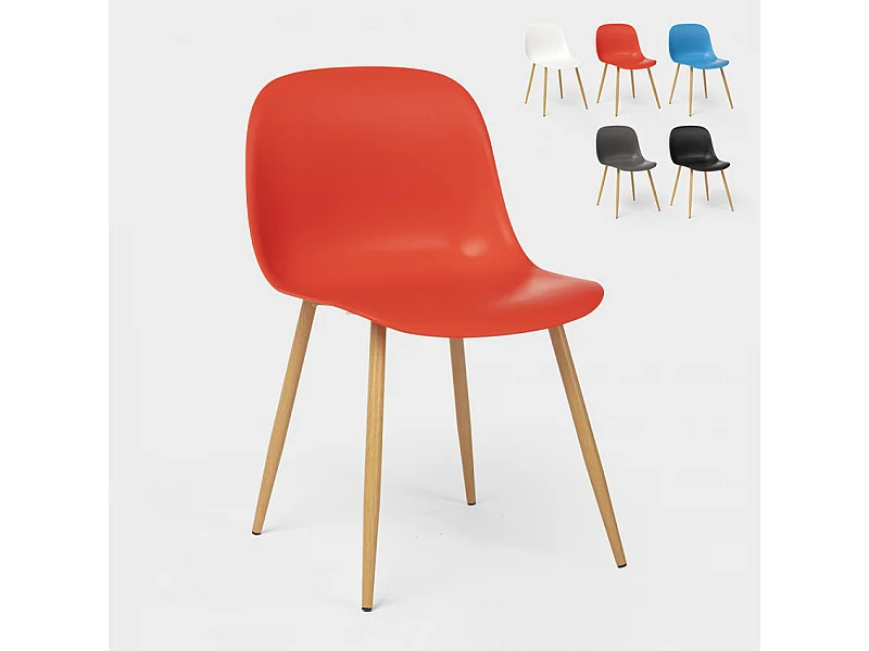 Sillas de diseño escandinavo para cocina comedor restaurante Sleek - Rojo