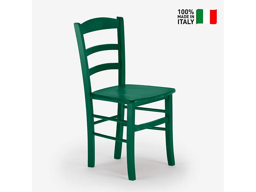 Silla Comedor Madera Haya Rústica para bar y tabernas Paesana Wood - Verde oscuro