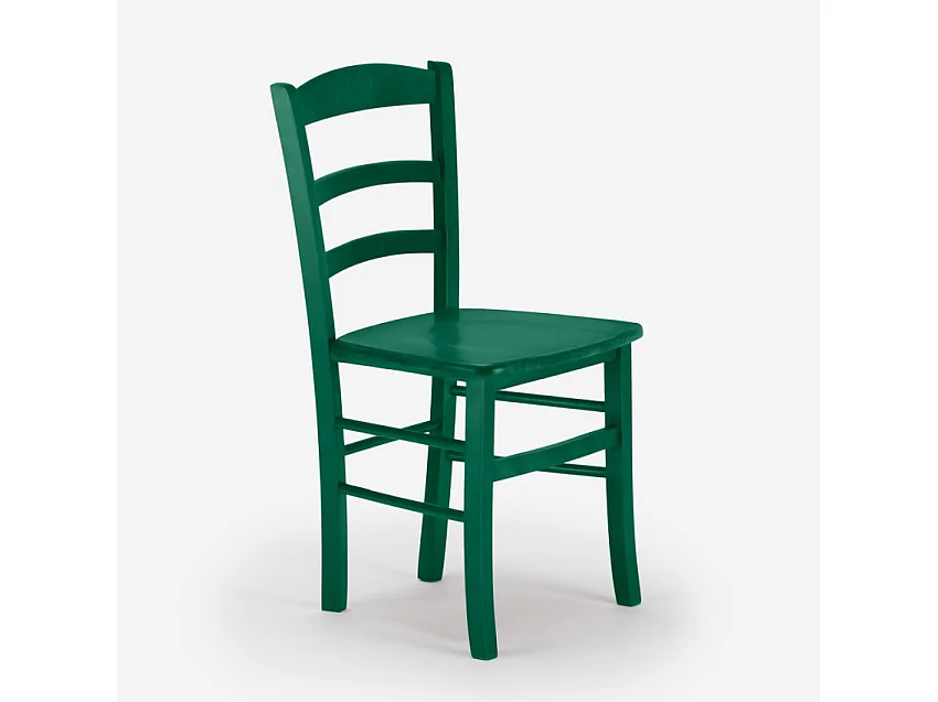 Silla Comedor Madera Haya Rústica para bar y tabernas Paesana Wood - Verde oscuro