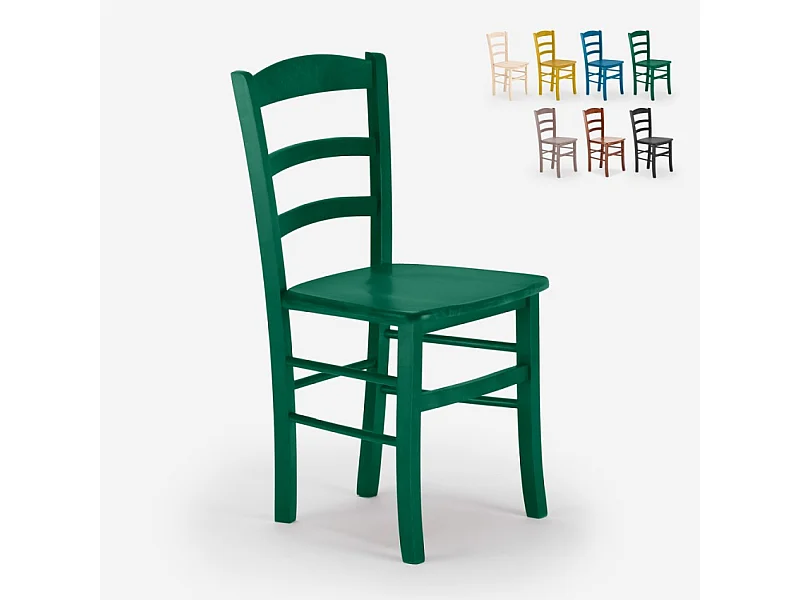 Silla Comedor Madera Haya Rústica para bar y tabernas Paesana Wood - Verde oscuro